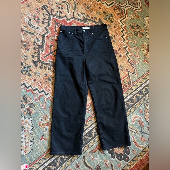 Madewell Slim Wide Leg Crop High Rise Jeans in Lunar Wash Black Size 29 - Picture 3 of 7